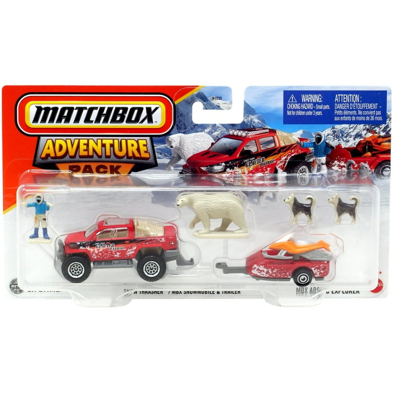 Matchbox Adventure Pack Snow Thrasher / MBX Snowmobile & Trailer Matchbox Adventure Pack Snow Thrasher / MBX Snowmobile & Trailer