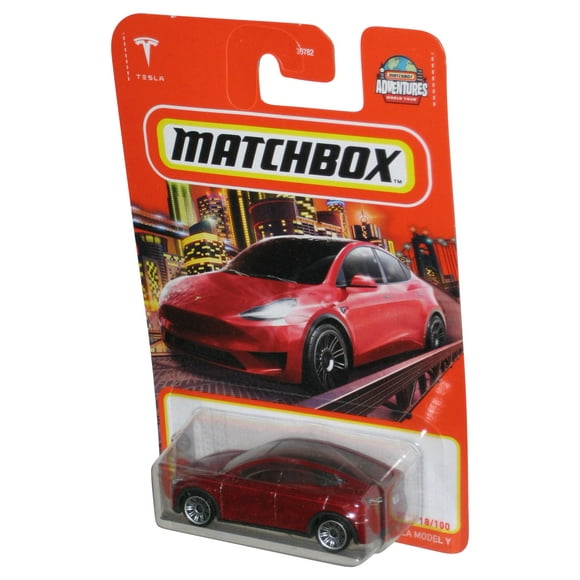 Matchbox Adventures World Tour Tesla Model Y (2022) Red Toy Car 18/100