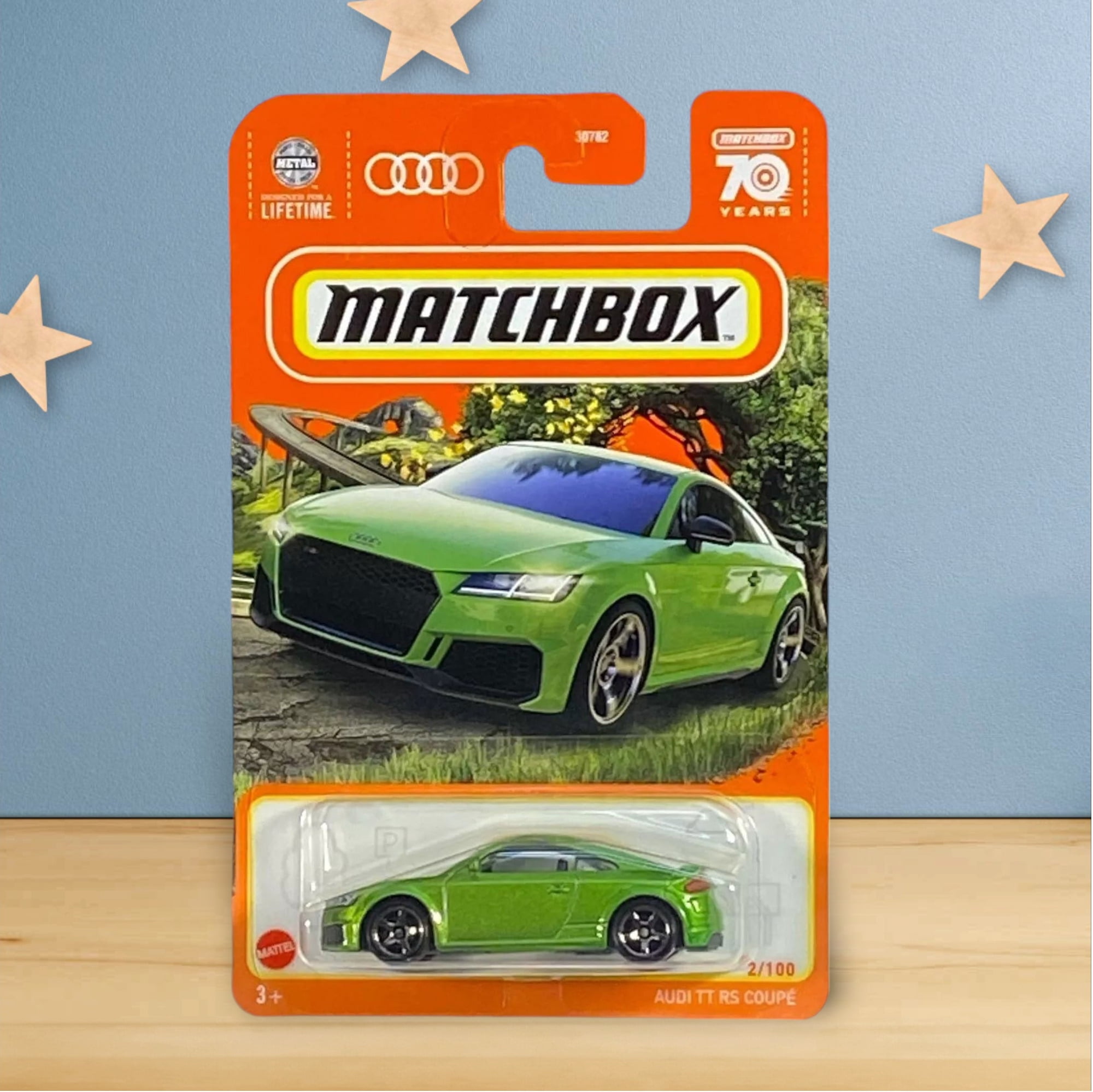 Matchbox 2023 Audi TT RS Coupe – Metallic Green 1:64 Scale Toy Car, Short Card, Collectible Model 2/100