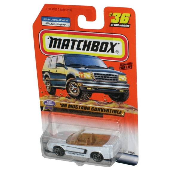 Matchbox Car Shows (1998) White '99 Mustang Convertible Toy Car #36/100