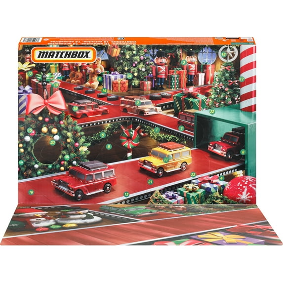 Matchbox Cars, Advent Calendar for 2023, 10 Die-Cast Vehicles and 14 Accessories