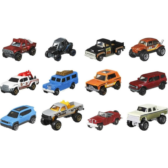 Matchbox Cars Adventure 12-Pack, Set of 12 1:64 Scale Vehicles (Styles May Vary)