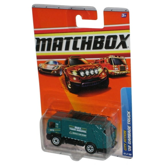 Matchbox City Action (2009) Green '08 Garbage Truck Toy #66/100