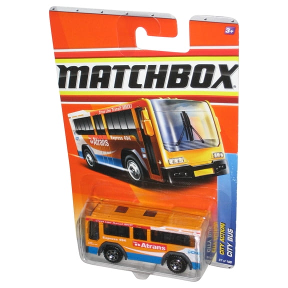 Matchbox City Action (2009) White & Orange Bus Die-Cast Metal Toy #67/100
