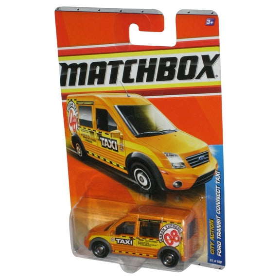 Matchbox City Action (2010) Yellow Ford Transit Connect Taxi Toy Car 65/100