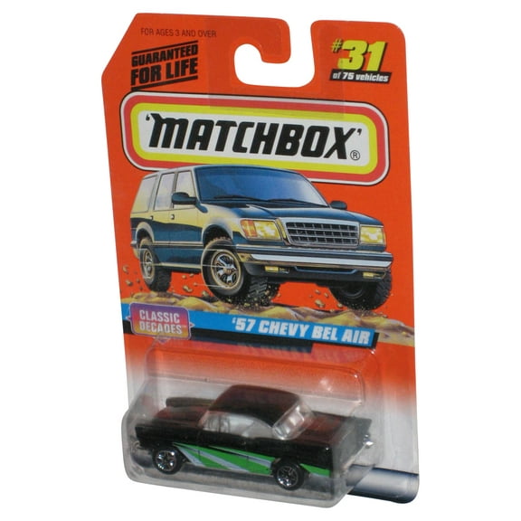 Matchbox Classic Decades (1997) '57 Chevy Bel Air Black & Green Toy Car #31/75