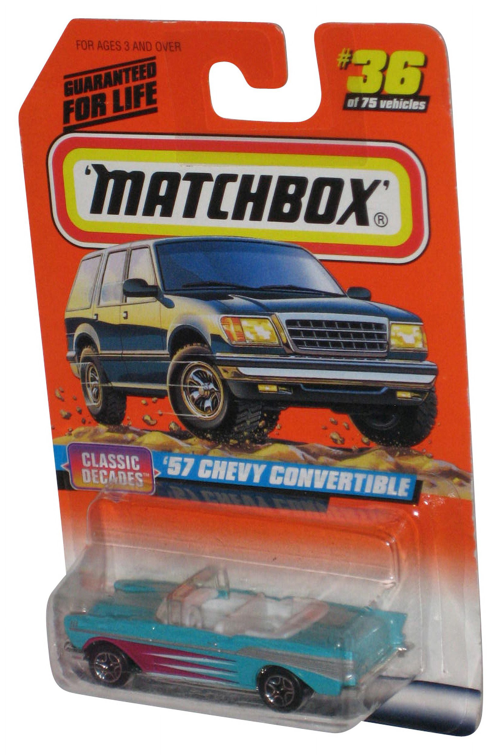 Matchbox Classic Decades 1997 Blue 57 Chevy Convertible Toy Car 36 75