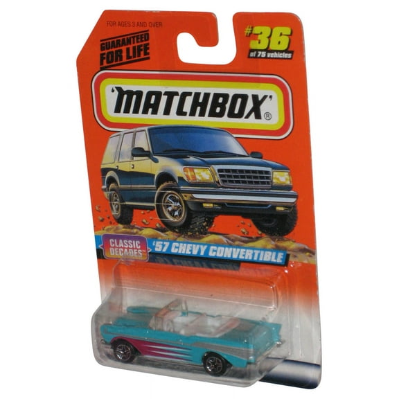 Matchbox Classic Decades (1997) Blue '57 Chevy Convertible Toy Car #36/75