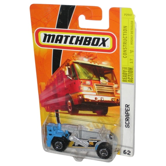 Matchbox Construction 1/7 (2008) Blue & Gray Scraper Toy #62 - (Card Corner Wear)