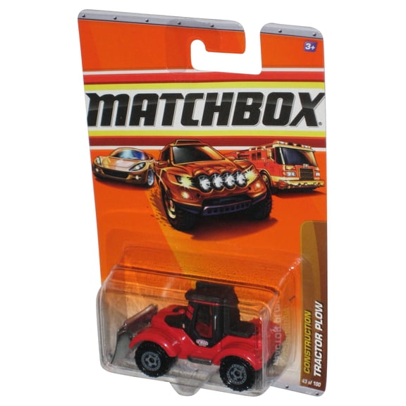 Matchbox Construction (2009) Red Tractor Plow Toy Vehicle 43/100