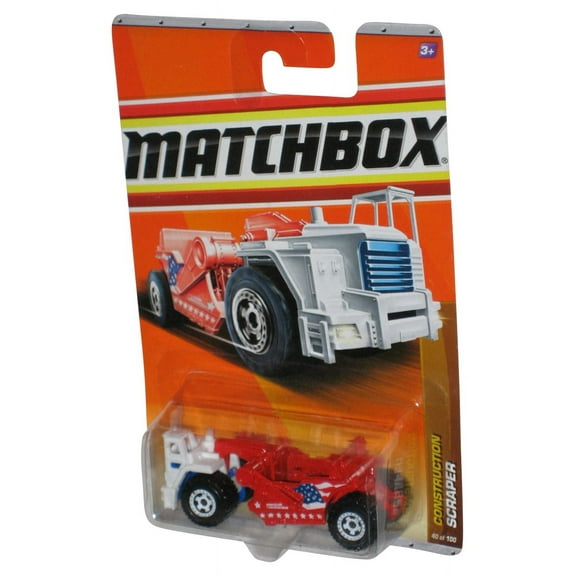 Matchbox Construction (2010) Scraper Red White & Blue Toy Vehicle 40/100