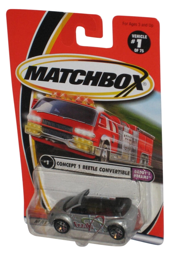 Matchbox Daddy's Dreams (2006) Silver Concept 1 Beetle Convertible Toy Car #1/75