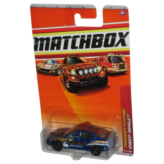 Matchbox Emergency Response (2009) Chevy Impala Blue Car 57/100 - (Police MBX County)