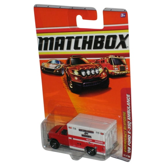 Matchbox Emergency Response (2009) Red & White '08 Ford E-350 Ambulance Toy 54/100