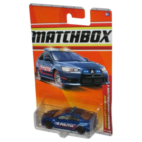 Matchbox Emergency Response (2010) Blue Police Mitsubishi Lancer Evolution X Car 57/100