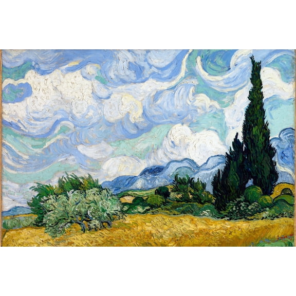 24x36 gallery poster, Wheat Field with Cypresses, September 1889 by Vincent van Gogh