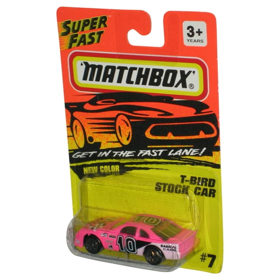 Matchbox Get In The Super Fast Lane (1994) New Color Pink T-Bird Stock Car #7