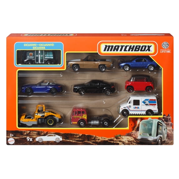 Matchbox Gift Set of 9 Cars or Trucks 1:64 Scale, Construction, Rescue or Planes (Styles May Vary)