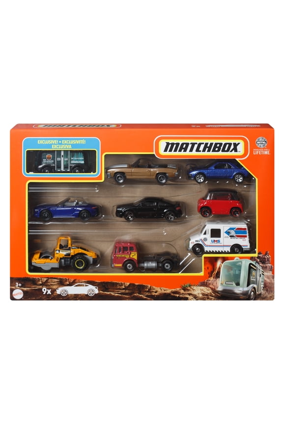 Gift Set of 9 Cars or Trucks 1:64 Scale, Construction, Rescue or Planes (Styles May Vary)