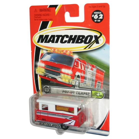 Matchbox Great Outdoors (2000) Red & White Pop-Up Camper Toy #62/100