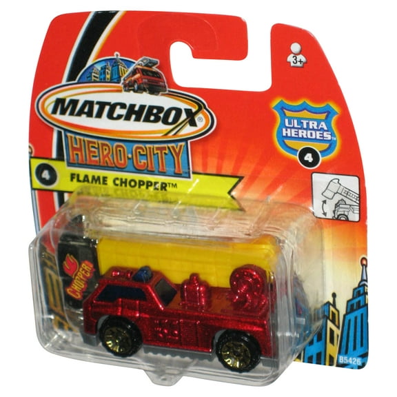 Matchbox Hero City (2003) Ultra Heroes Red Flame Chopper Red Toy Truck #4