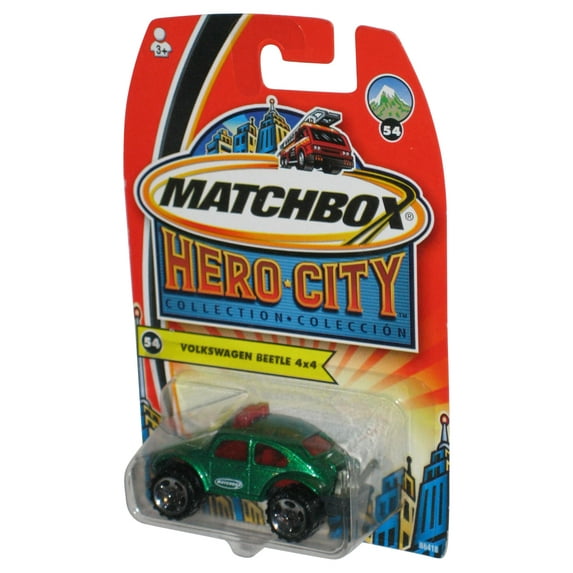 Matchbox Hero City (2003) Volkswagen Beetle 4x4 Green Toy Car #54