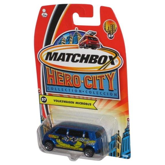 Matchbox Hero City Collection (2003) Blue Volkswagen Microbus Die-Cast Toy Car #57