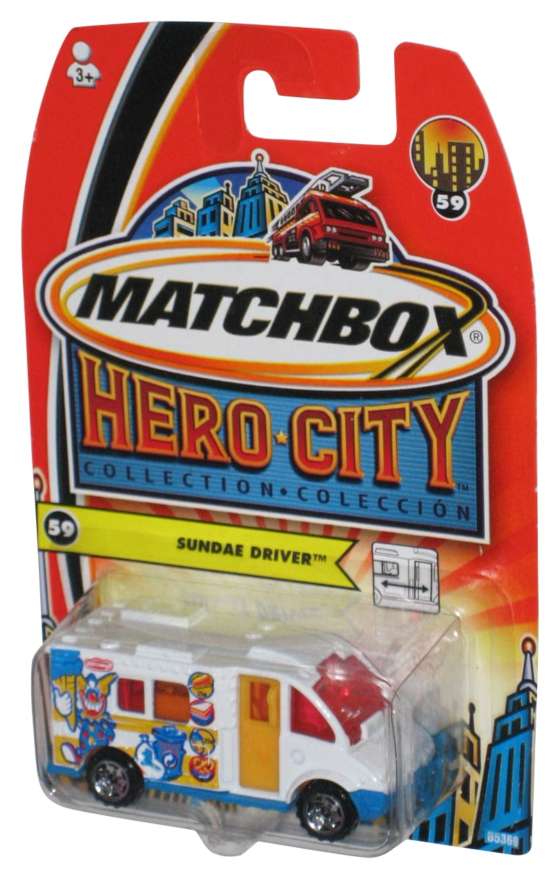 Matchbox Hero City Collection (2003) White Sundae Driver Toy Food Truck