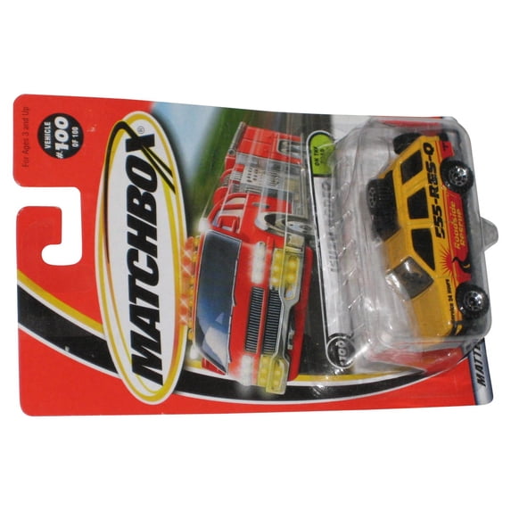 Matchbox Isuzu Rodeo Roadside Rescue (2000) Yellow Die-Cast Toy Car #100 - (Dented Plastic)