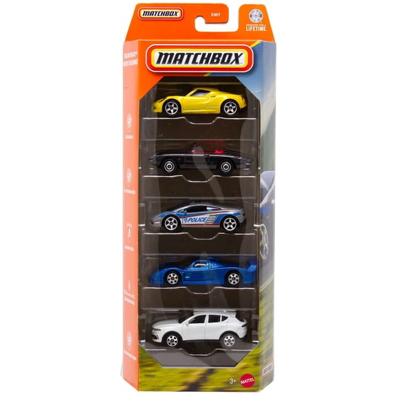 Matchbox Italian Roads Diecast Vehicle 5-Pack [Alfa Romeo 4C, '67 Alfa Romeo Duetto, Gallardo Police, '04 Maserati MC12 & 2023 Alfa Romeo Tonale]