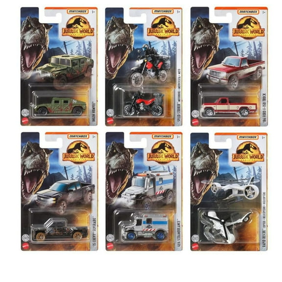 Matchbox Jurassic World Dominion 2022 Complete Set of 6 Diecast Vehicles from FMW90-956P Release Bundle