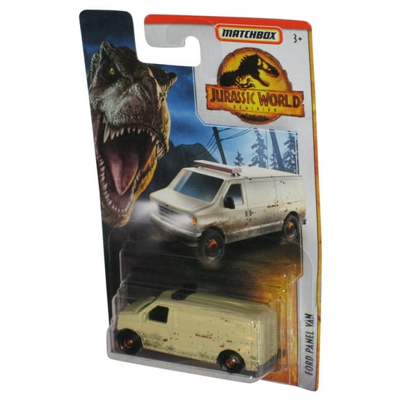 Matchbox Jurassic World Dominion (2022) Tan Ford Panel Van Toy - (Plastic Partially Loose From Card)