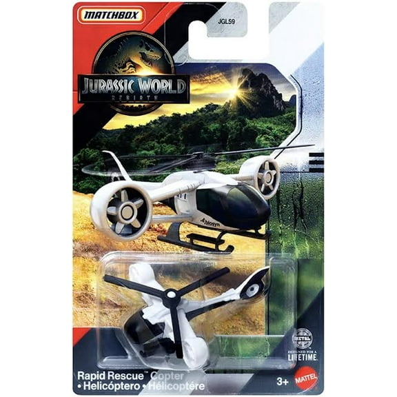 Matchbox Jurassic World Rebirth - Rapid Rescue Copter (1:64 Scale Die-Cast Vehicle)