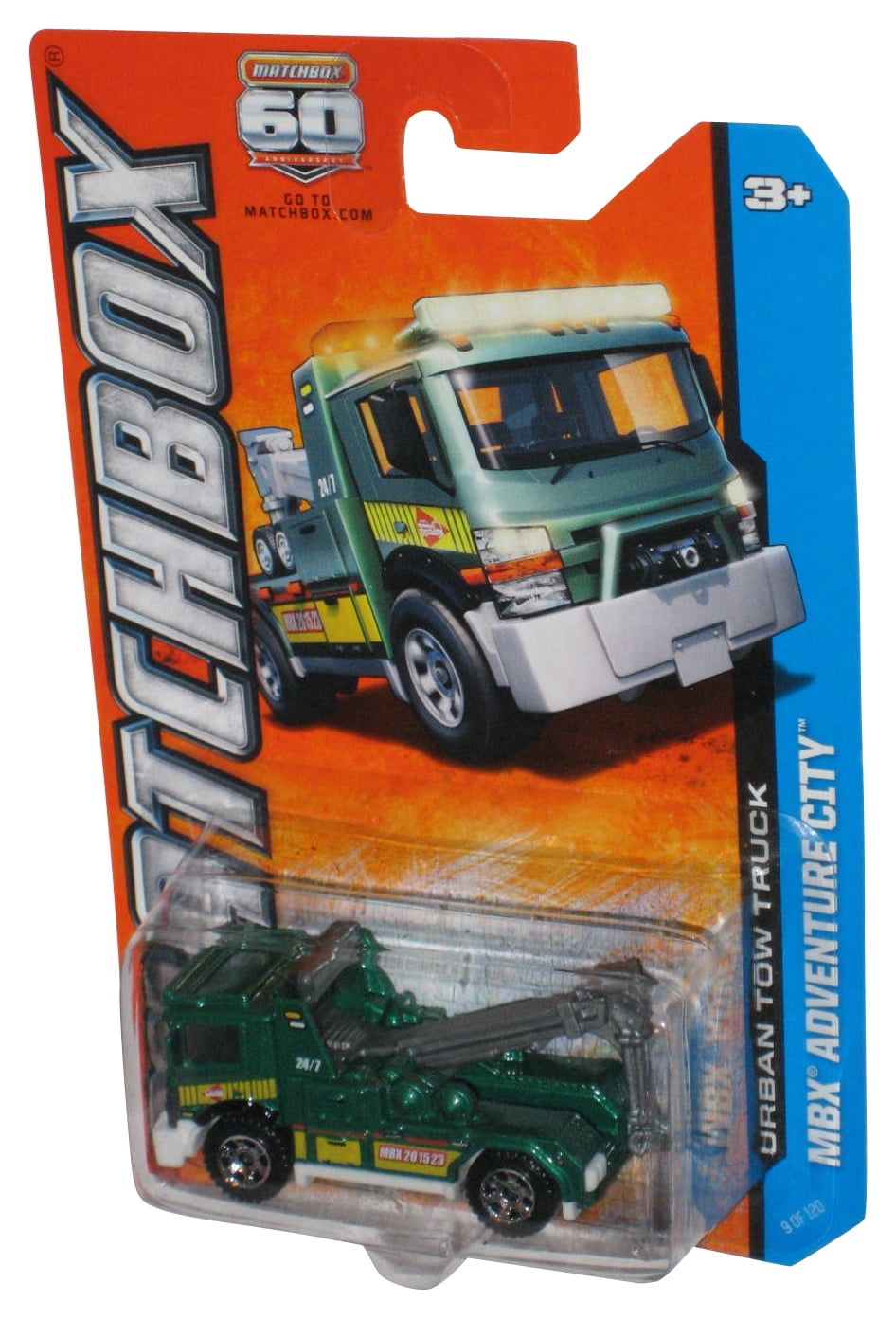 Matchbox MBX Adventure City (2012) Green Urban Tow Truck Toy 9/120