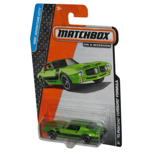 Matchbox MBX Adventure City (2013) Green '71 Pontiac Firebird Formula Toy Car 11/120
