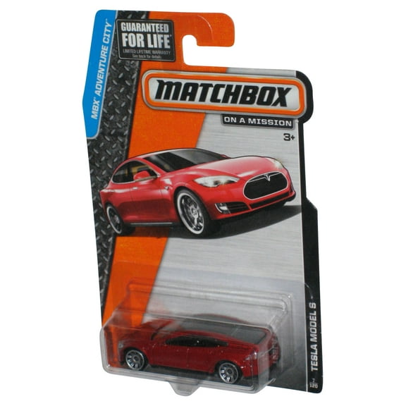 Matchbox MBX Adventure City (2014) Red Tesla Model S Car 7/120