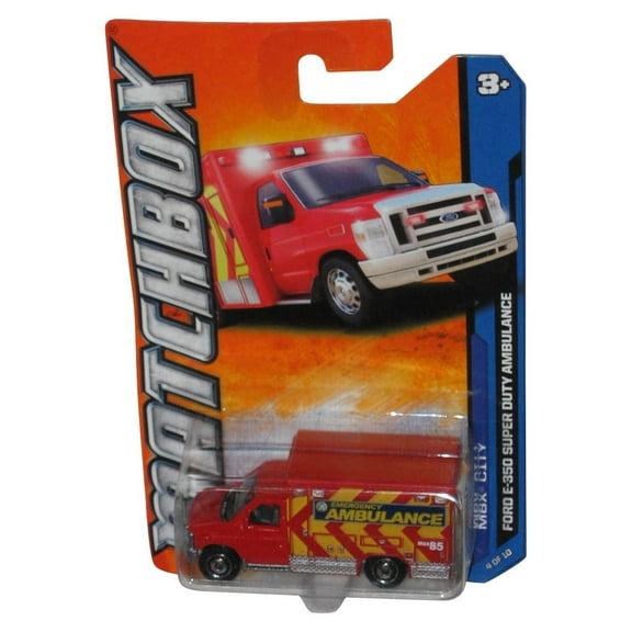 Matchbox MBX City (2011) Red Ford E-350 Super Duty Ambulance Toy 4/10