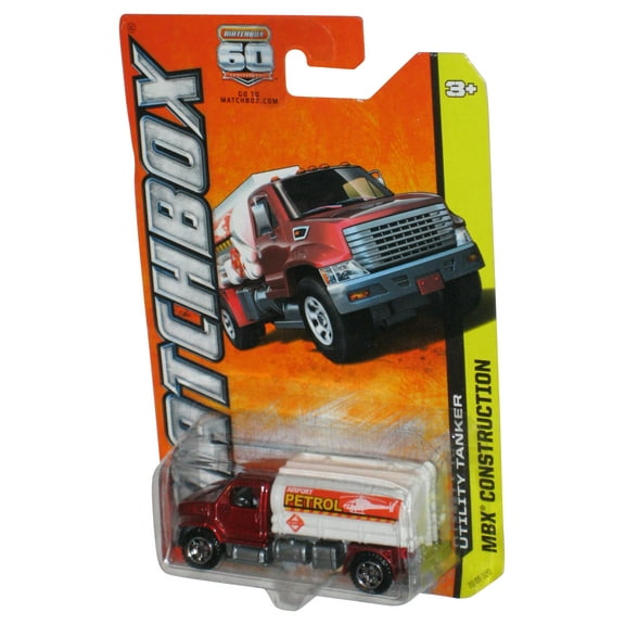 Matchbox MBX Construction (2012) Red & White Utility Tanker Toy Truck 70/120