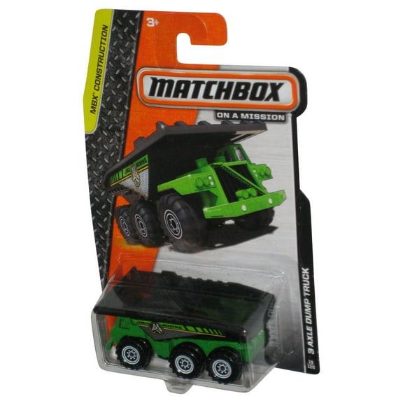 Matchbox MBX Construction (2013) 3 Axle Dump Truck Green & Black Toy 19/120