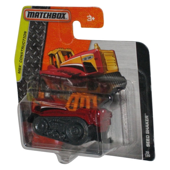 Matchbox MBX Construction (2015) Red & Orange Seed Shaker Toy 30/120 - (Short Card)