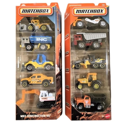Matchbox MBX Construction Bundle of 2 x 5-Pack Die-Cast Vehicle Set, Ages 3+