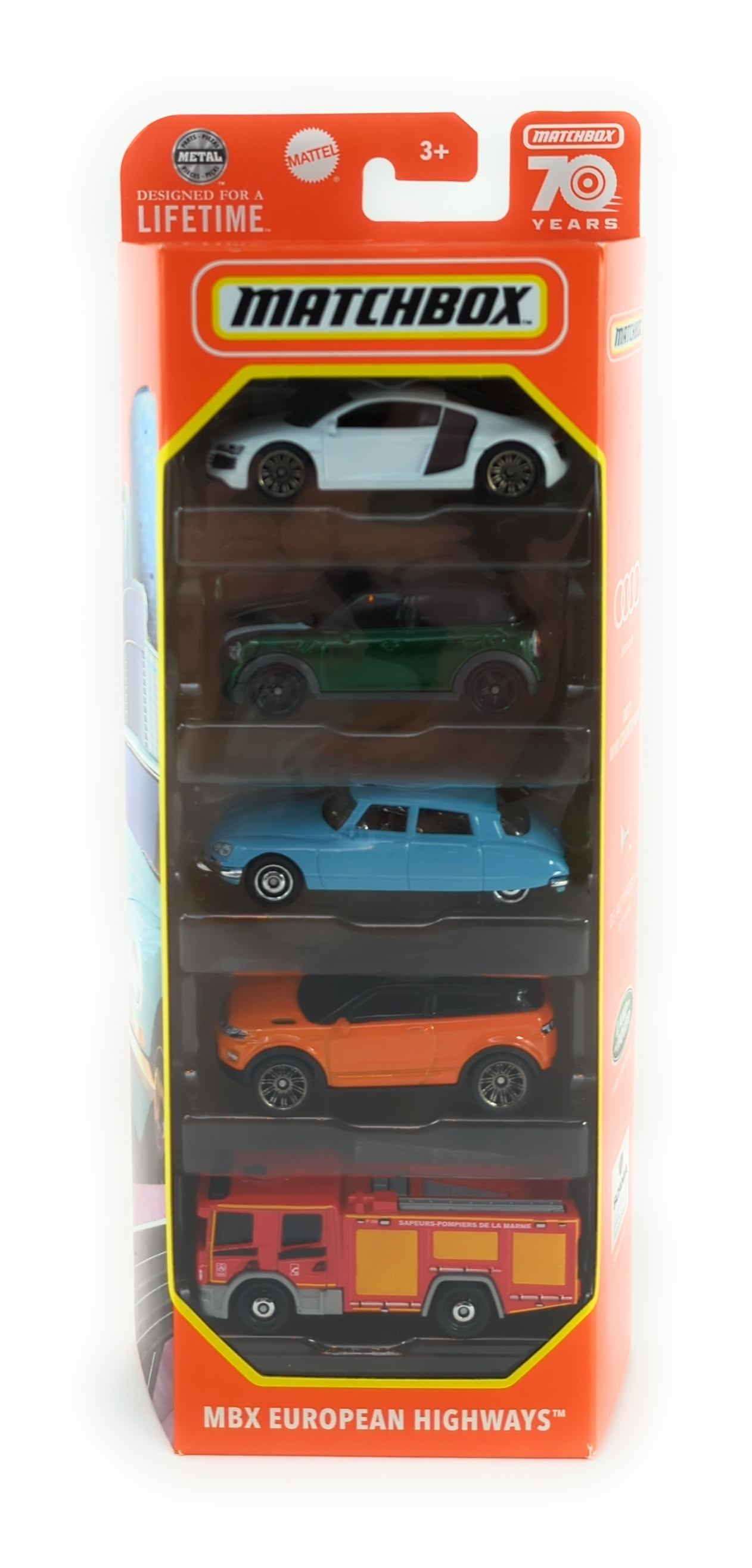 Matchbox MBX European Highways 5 Car Pack 1:64 Scale Die Cast