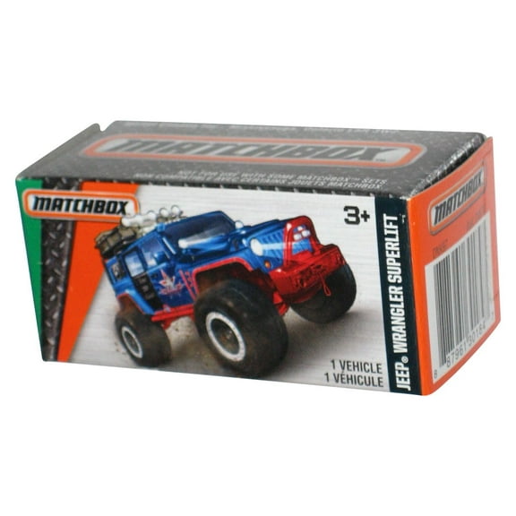 Matchbox MBX Explorers Blue Jeep Wrangler Superlift (2015) Power Grabs Box Toy Car 119/125