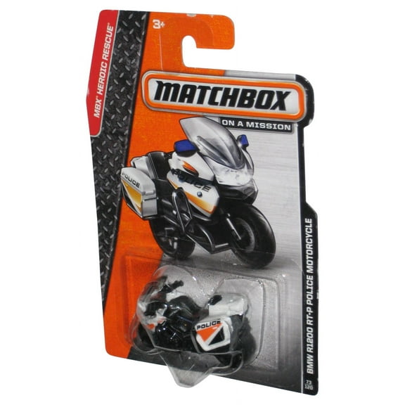 Matchbox MBX Heroic Rescue (2014) Black & White BMW R1200 RT-P Toy Motorcycle Bike #73/120