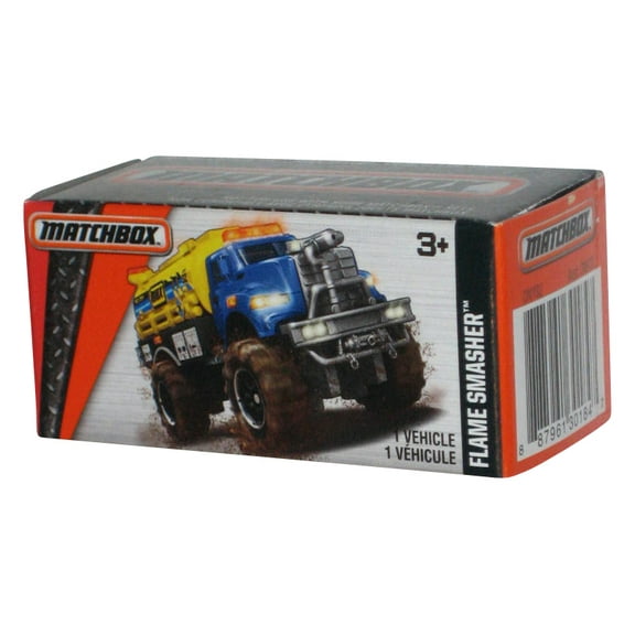 Matchbox MBX Heroic Rescue Flame Smasher (2015) Blue & Yellow Power Grabs Box Toy