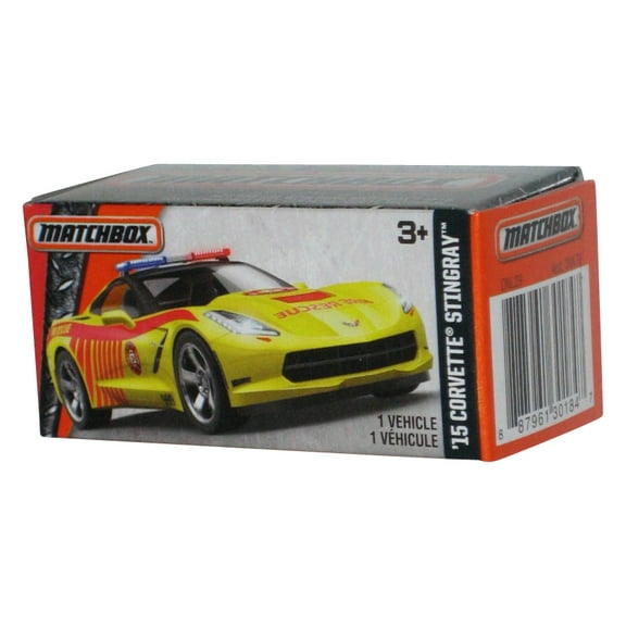 Matchbox MBX Heroic Rescue Yellow '15 Corvette Stingray (2016) Power Grabs Box Toy Car 63/125