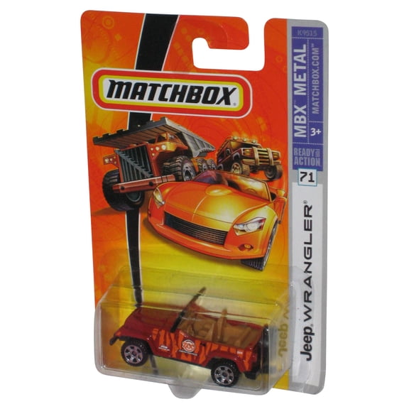 Matchbox MBX Metal (2007) Jeep Wrangler Zoo Orange & Red Toy #71