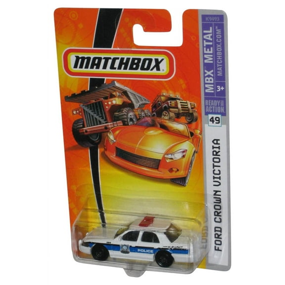 Matchbox MBX Metal (2007) White Ford Crown Victoria Toy Police Car #49