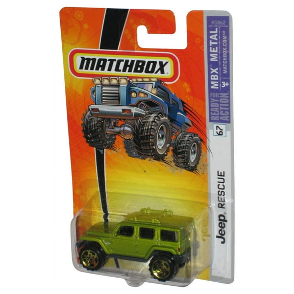 Matchbox MBX Metal Ready For Action (2005) Green Jeep Rescue Toy #67