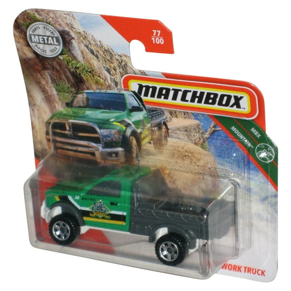 Matchbox MBX Mountain (2019) Green Ram Work Truck Metal Toy 77/100 - (Short Card)
